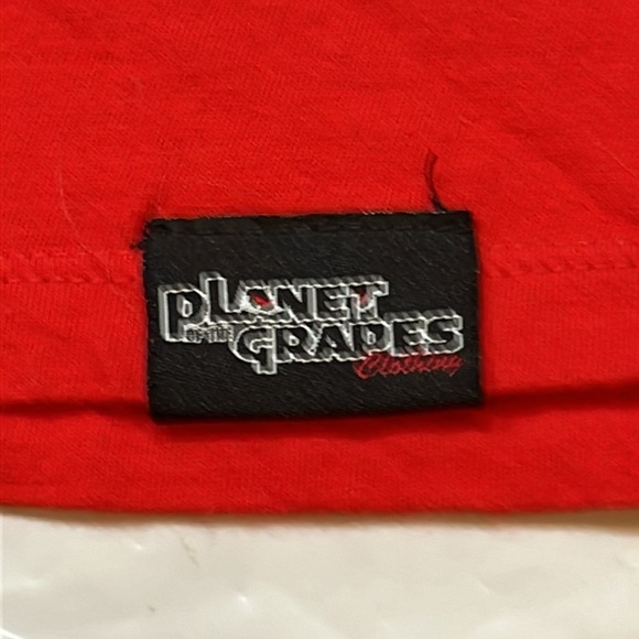 Planet of The Grapes RED GAS MASK MAN T Shirt Y2K blue “PROPANE GAS” funny ART S - Picture 3 of 9